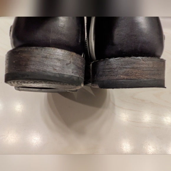 Bed|Stu Distressed Black Leather Boots ~ Sz 7 - Picture 7 of 10